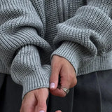 Chaleco sencillo y liso con cremallera, chaqueta informal de punto suelto.