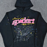 Sudadera con capucha de felpa de algodón grueso con estampado de telaraña
