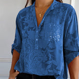 Blusa de mujer – Corte holgado – Tejido transpirable – Estampado jacquard texturizado