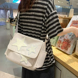Bolso tote casual con estampado de estrellas estilo años 2000 y correa para el hombro.