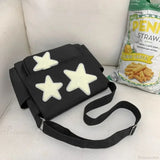 Bolso tote casual con estampado de estrellas estilo años 2000 y correa para el hombro.