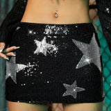 Falda ajustada con lentejuelas y estampado de estrellas para festivales y carnavales