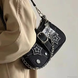 Bolso de hombro de lona con estampado de estrellas
