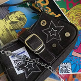 Bolso de hombro de lona con estampado de estrellas