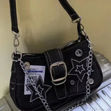 Bolso de hombro de lona con estampado de estrellas