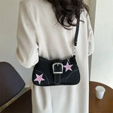 Bolso de hombro de lona con estampado de estrellas