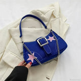 Bolso de hombro de lona con estampado de estrellas