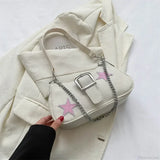 Bolso de hombro de lona con estampado de estrellas