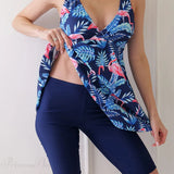 Conjunto de dos piezas vestido de playa estampado con tirantes