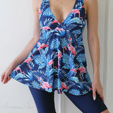 Conjunto de dos piezas vestido de playa estampado con tirantes
