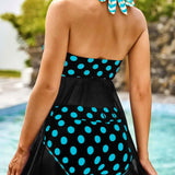 Conjunto de dos piezas push-up sin tirantes con lunares