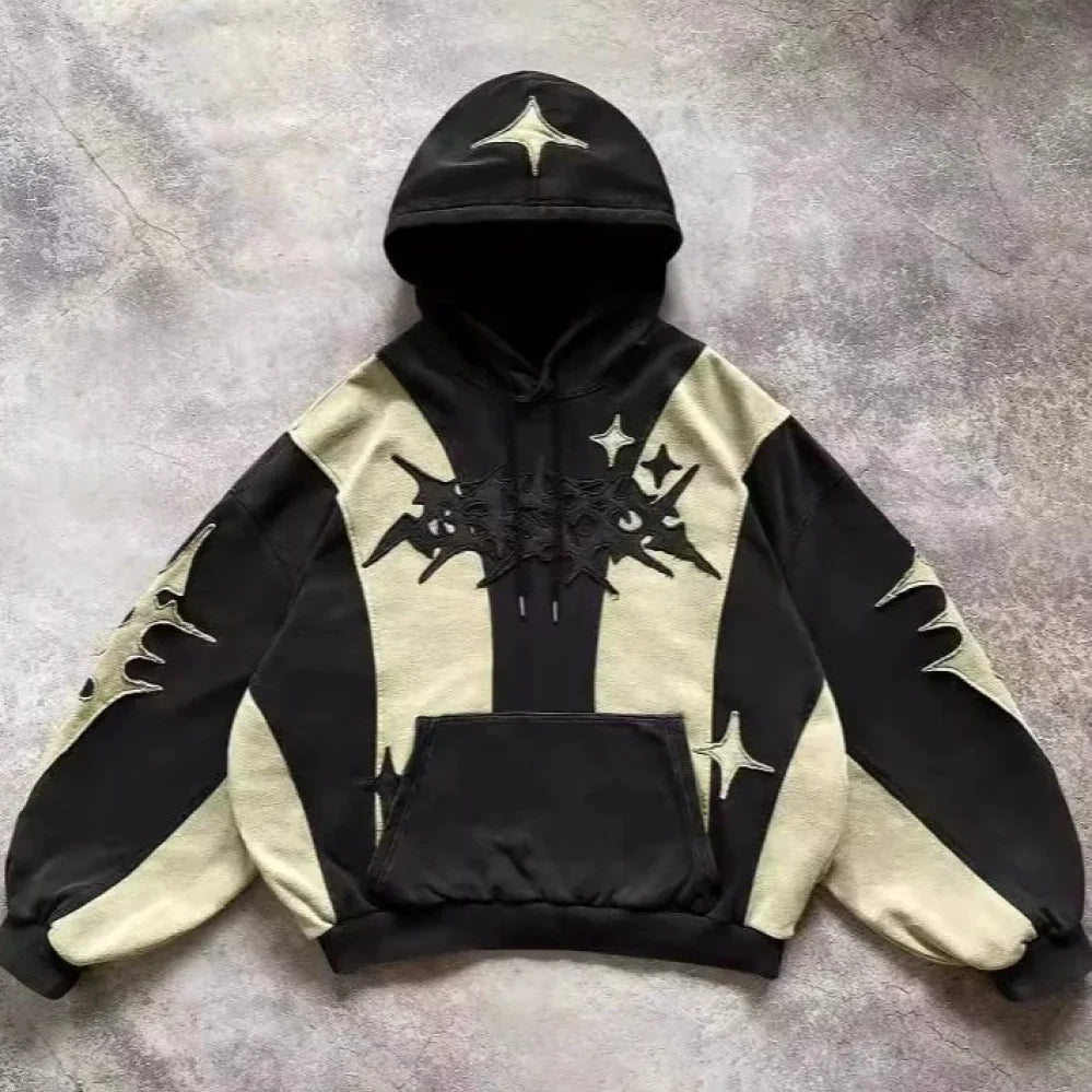 Sudadera con capucha extragrande estilo urbano collage Y2K
