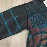 Sudadera con capucha y cremallera con estampado de telaraña de estilo urbano vintage