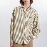 Blusa retro de rayas de manga larga