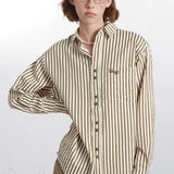 Blusa retro de rayas de manga larga