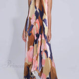 Elegante vestido midi plisado con cuello halter y tirantes abiertos en la espalda, encantador y elegante.