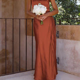 Vestidos midi de satén de verano con espalda abierta, encantadores vestidos de dama de honor y de fiesta.