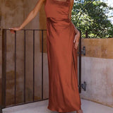 Vestidos midi de satén de verano con espalda abierta, encantadores vestidos de dama de honor y de fiesta.