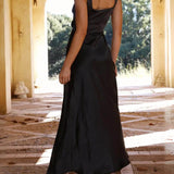 Vestidos midi de satén de verano con espalda abierta, encantadores vestidos de dama de honor y de fiesta.