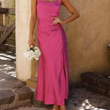 Vestidos midi de satén de verano con espalda abierta, encantadores vestidos de dama de honor y de fiesta.