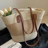 Bolso bandolera de verano de paja de gran capacidad