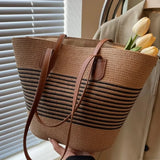 Bolso bandolera de verano de paja de gran capacidad
