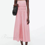 Elegante vestido midi plisado con tirantes