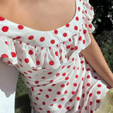 Vestido largo de lunares con volantes Sweet Ruffle Vacation