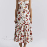 Vestidos midi florales sin espalda en un estilo suave y picante.