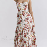 Vestidos midi florales sin espalda en un estilo suave y picante.