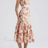 Vestidos midi florales sin espalda en un estilo suave y picante.