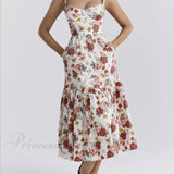 Vestidos midi florales sin espalda en un estilo suave y picante.