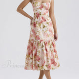 Vestidos midi florales sin espalda en un estilo suave y picante.
