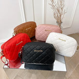 Bolso de hombro para cámara con pompones bordados