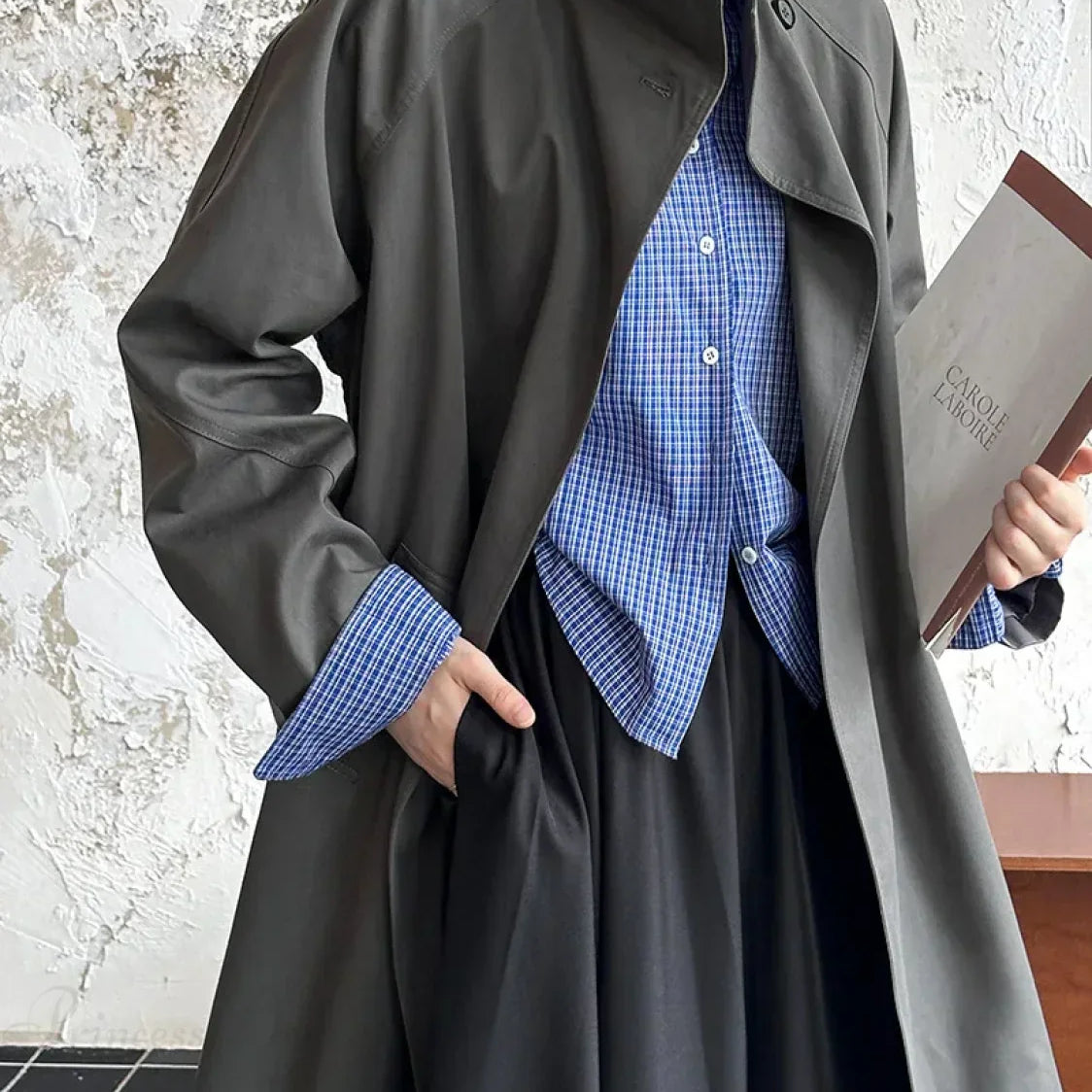 Gabardina con solapas anchas, abrigo holgado
