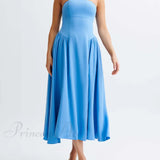 Elegante vestido midi bustier plisado