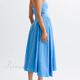 Elegante vestido midi bustier plisado