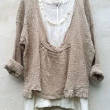 Blusa de mujer – Corte relajado – Tejido transpirable – Mangas largas – Estilo en capas