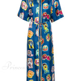 Vestido midi con estampado de grafiti único, divertido y encantador.