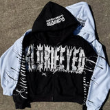 Sudadera retro con cremallera y estampado de letras único
