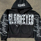 Sudadera retro con cremallera y estampado de letras único