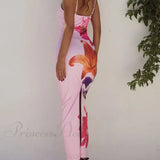 Vestido midi con tirantes y estampado floral morado único y encantador