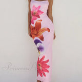 Vestido midi con tirantes y estampado floral morado único y encantador