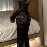 Vestido con escote en V y mangas acampanadas de encaje