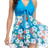 Conjunto de tankini estampado de dos piezas con escote en V y espalda abierta