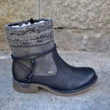 Botas de mujer - Piel elegante - Tacón bajo cómodo - Detalle de punto de moda