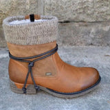 Botas de mujer - Piel elegante - Tacón bajo cómodo - Detalle de punto de moda