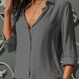 Blusa de mujer en tejido ligero – Corte holgado – Mangas 3/4 – Botones elegantes