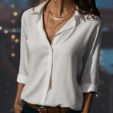 Blusa de mujer en tejido ligero – Corte holgado – Mangas 3/4 – Botones elegantes
