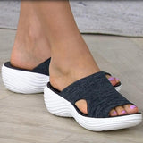 Sandalias sin cordones para mujer – Tejido suave – Suela de plataforma – Punta abierta